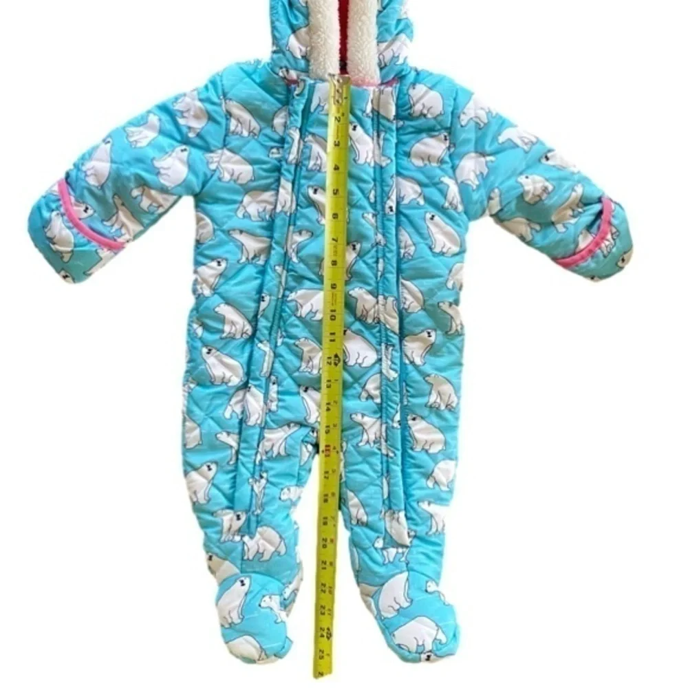 WIPPETTE Infant Hooded Snowsuit Turquoise/Pink Polar Bear Infant Size 9M NWOT